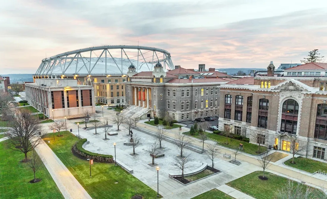 Campus scenery overlooking JMA Wireless Dome.